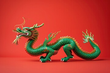 Fototapeta premium green wooden dragon, symbol of chinese new year