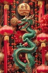 green wooden dragon, symbol of chinese new year