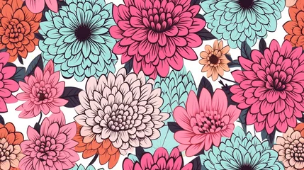 Fotobehang boho, doodle, floral seamless pattern, color pastel. Generative Ai © Passtudio