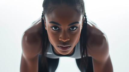 Dedication in Action: Focused Female Athlete Preparing for Workout