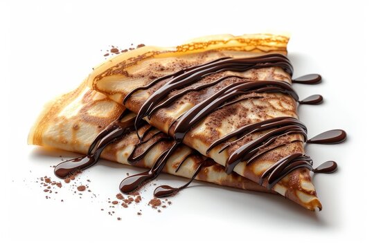 french crepe filled with chocolate on a white background