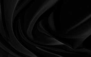 Black gray satin dark fabric texture luxurious shiny that is abstract silk cloth background with patterns soft waves blur beautiful.