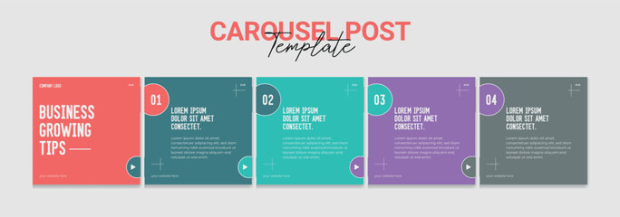 Carousel post template set, Modern instagram carousel post design, Editable social media microblog business carousel post, eps 10.