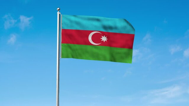 High detailed flag of Azerbaijan. National Azerbaijan flag. 3D Render.