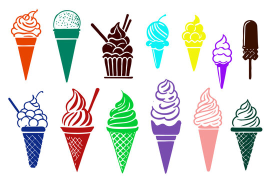 Ice cream line icon set. Included icons as sweet, cool, frozen, soft cream, flavor, dairy and more.
