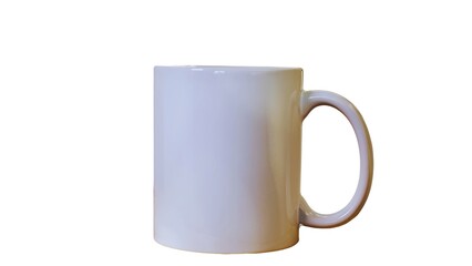 blank white mug mockup isolated on white background, coffee cup cutout on empty backdrop