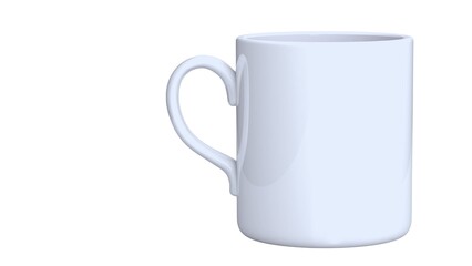 blank white mug mockup isolated on white background, coffee cup cutout on empty backdrop