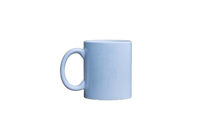 blank white mug mockup isolated on white background, coffee cup cutout on empty backdrop