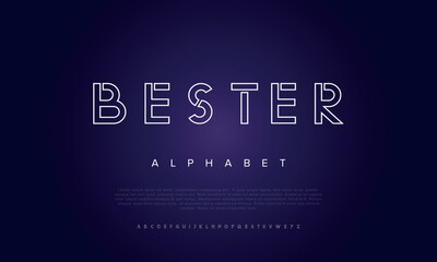 Modern creative minimal abstract digital colorful alphabet font design