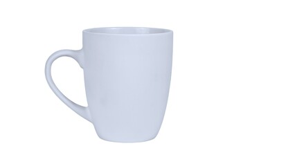 blank white mug mockup isolated on white background, coffee cup cutout on empty backdrop