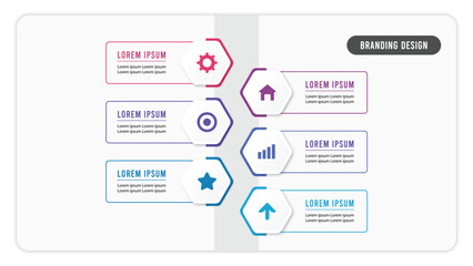 Six steps timeline Hexagon style infographics