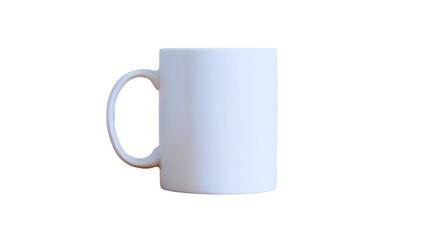 blank white mug mockup isolated on white background, coffee cup cutout on empty backdrop
