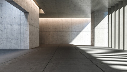 modern interior of a concrete space with light from outside.