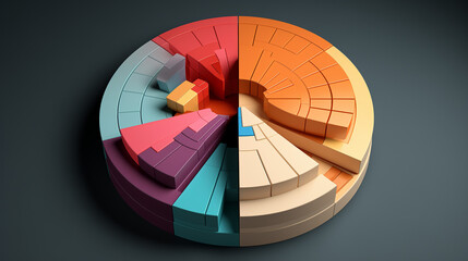 3D pie Charts in page, Ai generated image