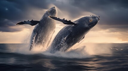 Stunning shots capturing the grace of whales breaching in the vast expanse of the open ocean