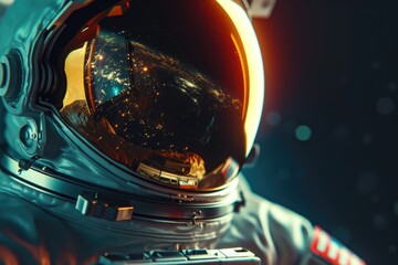 A detailed view of a person wearing a space suit. This image can be used to depict space exploration, astronaut training, or futuristic concepts