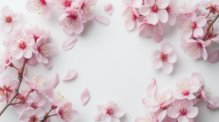 Spring's Soft Embrace Cherry Blossom Frame on White