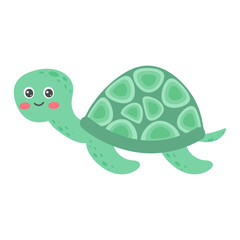 Cartoon turtle. Sea animal. Vector illustration.
