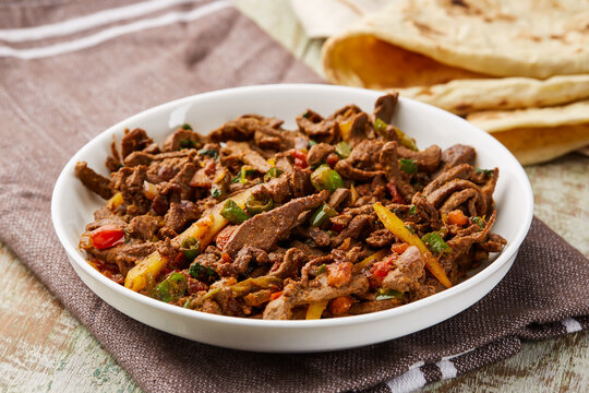 Beef Liver masala kaleji served in dish isolated on table top view of arabic food