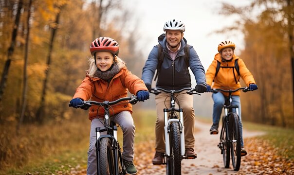 A Group Of People Riding Bikes Down A Dirt Road