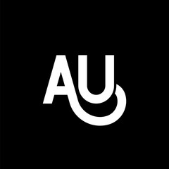 AU letter logo design on black background. AU creative initials letter logo concept. au letter design. AU white letter design on black background. A U, a u logo