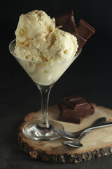 Ice cream scoops in an ice cream bowl