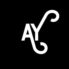 AY letter logo design on black background. AY creative initials letter logo concept. ay letter design. AY white letter design on black background. A Y, a y logo