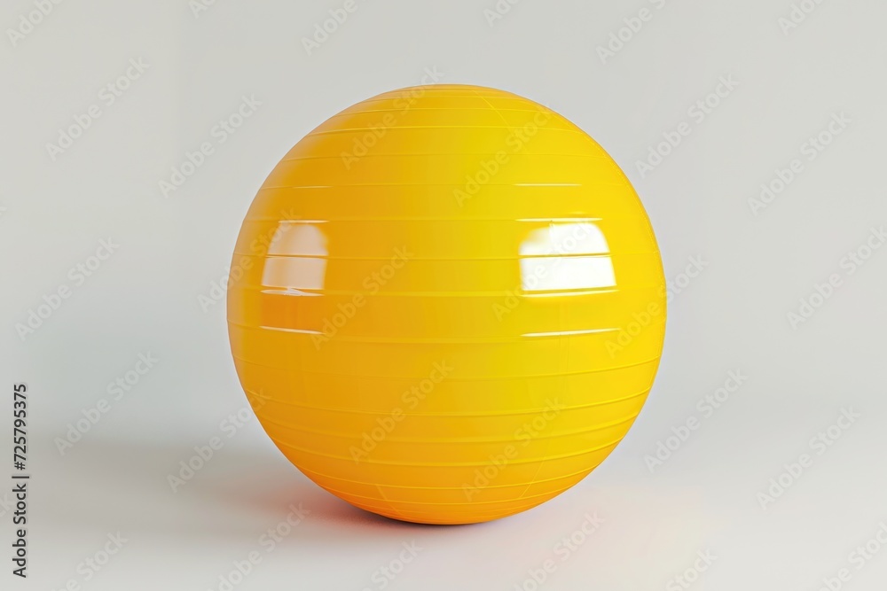 Poster a yellow ball sitting on top of a white surface. suitable for various concepts and designs