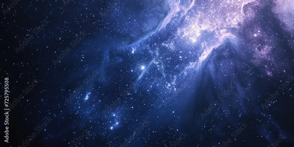 Poster a captivating image of a blue and purple galaxy with stars in the background. perfect for space and 