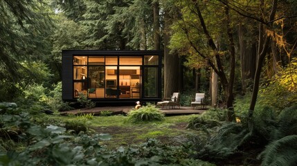 Serene Forest Home Office: Embracing Remote Work, Productivity, and Work-Life Balance with Technology and Collaboration