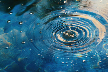 Water Intersecting ripple. blue background - obrazy, fototapety, plakaty