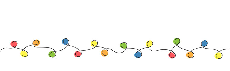 Multi-colored vector garland using one line and spot technique