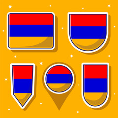 Armenia national flag cartoon vector illustration icon mascot bundle packs