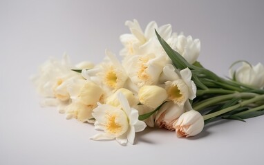 bouquet for March 8, on a light background, with space for text 