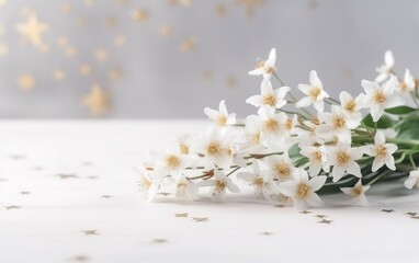 bouquet of stars for March 8, on a light background, with space for text 