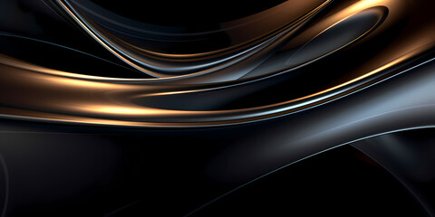 Dark Liquid metal texture abstract background - Wave design banner