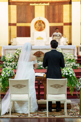 Bride and groom at the wedding ceremony