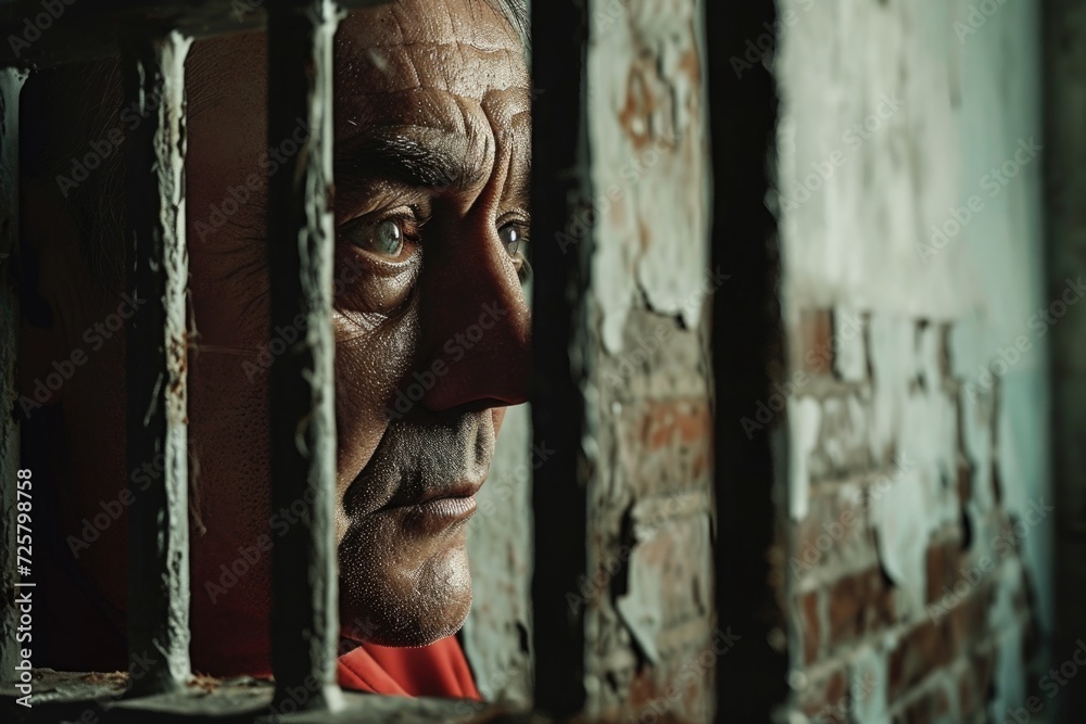 Poster a close-up view of a person looking out of a window. can be used to depict curiosity, contemplation,