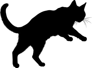 cat jumps silhouette, vector, animal, pet. AI generated illustration