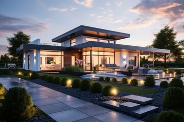 Fototapeta premium Minimalist modern house design