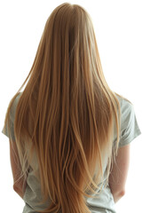 Fototapeta premium Back view of beautiful girl with long smooth blond hair.