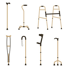 A set of crutches for the elderly and sick. Vector illustration.