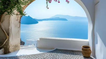 Stof per meter View of the sea from the house through the arch, Santorini island, Greece. © Lubos Chlubny