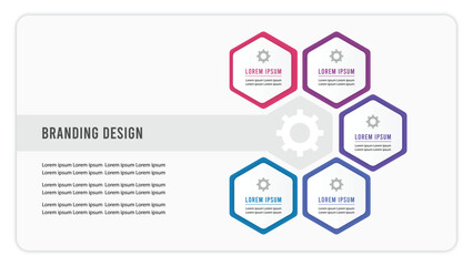 Five hexagon shape infographic design
