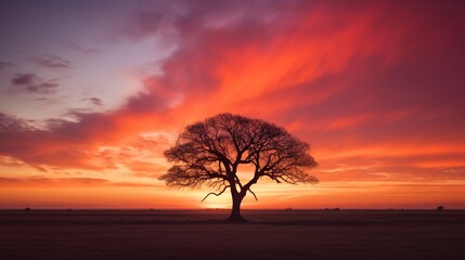 Fototapeta na wymiar Lone tree silhouette