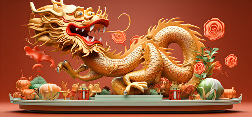 Dragon 3D Chinese 2024 gold.