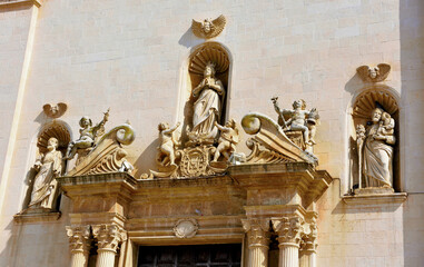 Baroque details of the Mother Church of Saints Peter and Paul Galatina Lecce Italy
