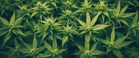 marijuana plants seen from above - obrazy, fototapety, plakaty