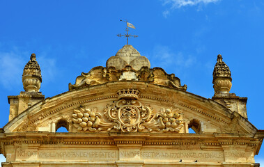 Baroque details of the Mother Church of Saints Peter and Paul Galatina Lecce Italy