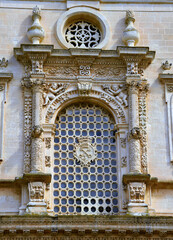 Baroque details of the Mother Church of Saints Peter and Paul Galatina Lecce Italy